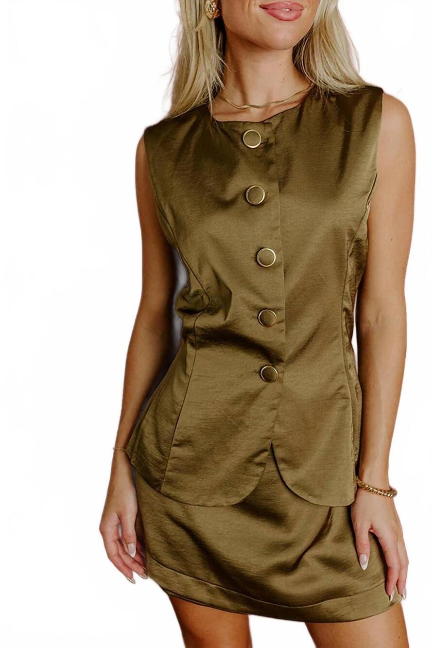 NEW GLAM muse silk romper in martini olive - Picture 4 of 4